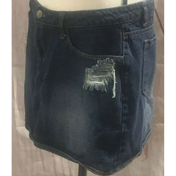 Selena Gomez Dream Out Loud Distressed Mini Jean Skirt Juniors Size 13 Blue - Picture 5 of 10